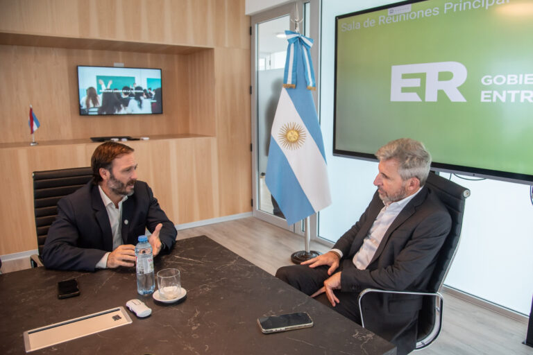 Frigerio y Azcué se reunieron para coordinar el avance de obras estratégicas en Concordia