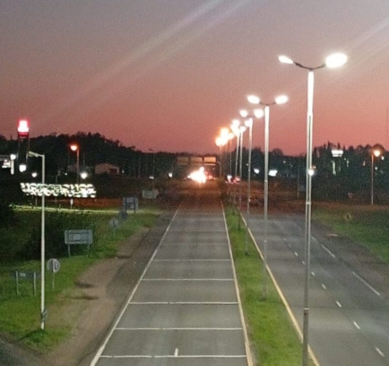 Autovía 14: renuevan el sistema de iluminación en accesos estratégicos