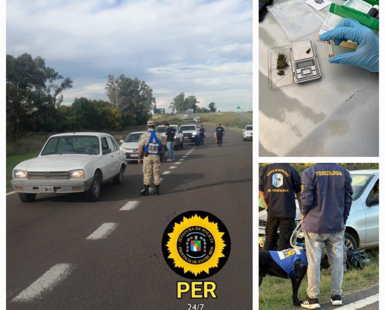 Detectan a dos sujetos que viajaban desde Concordia con droga oculta tras un control de rutina