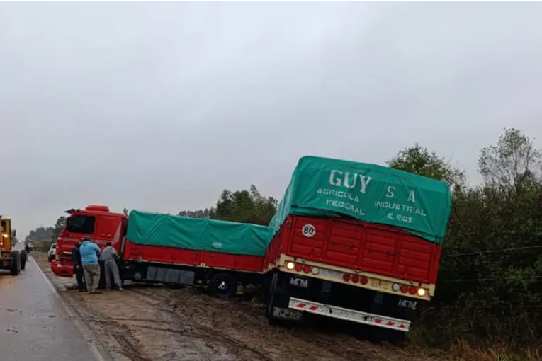 Camión sufre desperfecto en Ruta 4 y derriba un poste de luz